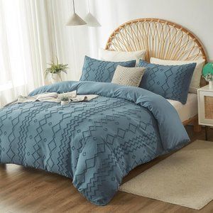 Boho Terracotta Queen Duvet Cover Set: Soft Floral Bedding with Botanical Design